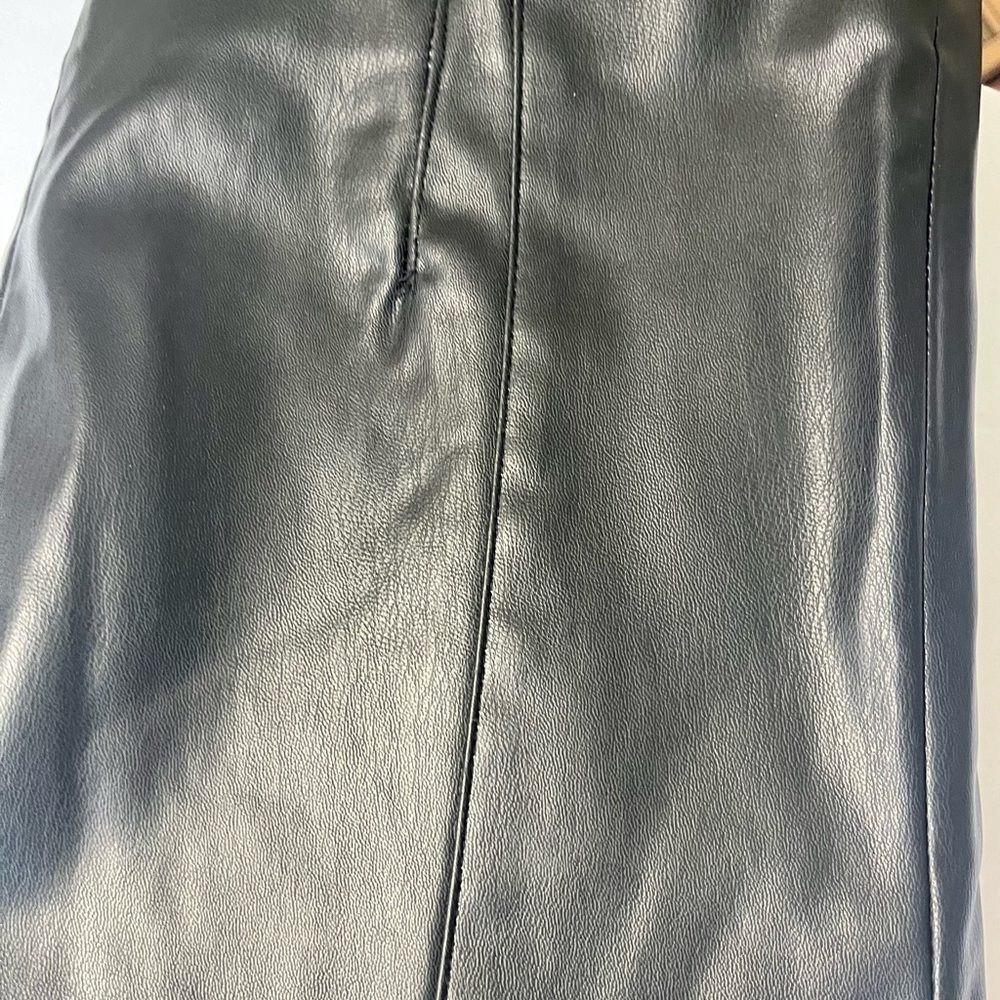 Zara Black Women Faux Leather Trousers (XL) with elastic waist - Picture 9 of 10